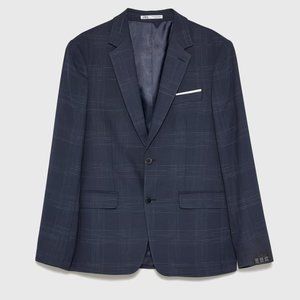 Zara Man Check Suit Blazer - Navy USA Size 38